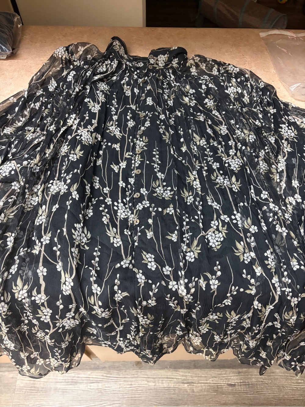 (#T) Zimmermann Black Floral Silk Romper Playsuit Size 2 Oversized - Picture 7 of 10